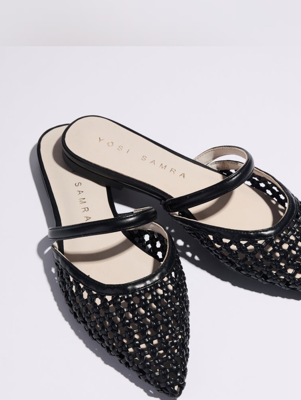 Justine slingback hand woven Pointed-Toe Slip-On Mules